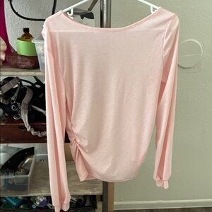 SHEIN Light Pink Long Sleeve Boatneck Top